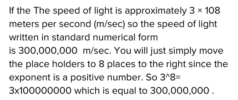 What is the speed of light written in standard numerical form?-example-1