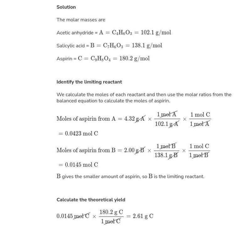 Calculate the % yield of the rection between 6.00 grams of salicylic acid and excess-example-1