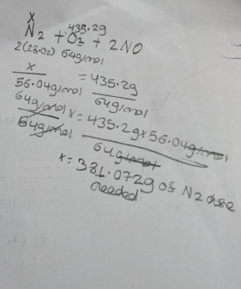 - How many grams of nitrogen (N2) are needed to react with 435.2 g of oxygen (02) in-example-1