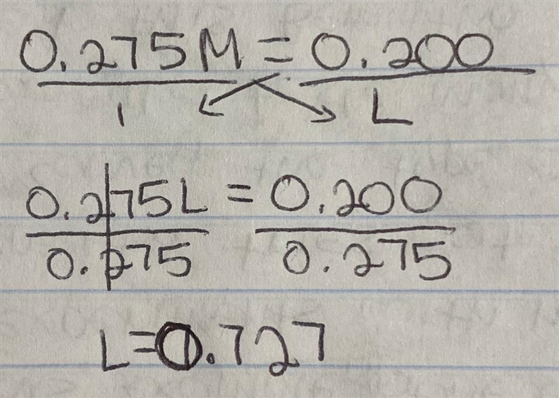 if you have 0.200 mol of a compound in a 0.275 m solution, what is the volume (in-example-1