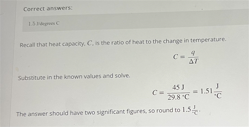 Calculate the heat capacity of 1,343 g of lead, given that 45 j is needed to raise-example-1