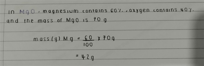 There is 60% magnesium and 40% oxygen by mass in a sample of Mgo. What is the mass-example-1