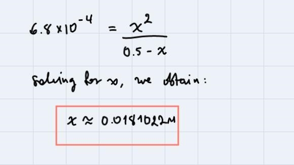 What is the pH of a 0.500 M solution of HF (Ka = 6.8 x 10¯4)?-example-3