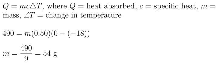 What is the mass of a sample of glass (specific heat= 0. 50 J/goC), if it requires-example-1