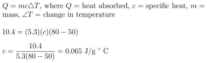 Help please : The amount of energy needed to heat 5. 3 g of a substance from 50. 0°C-example-1