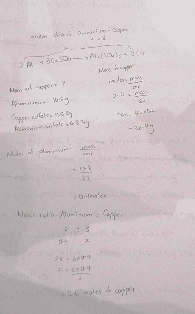 PLEASE HELP 2Al + 3CuSO4 ---> Al2(SO4)3 + 3Cu How many grams of copper metal will-example-1