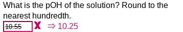 Calculate the poh of this solution. round to the nearest hundredth. ph = 1.90 poh-example-1