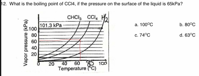 What is the boiling point of CCl4, if the pressure on the surface of the liquid is-example-1