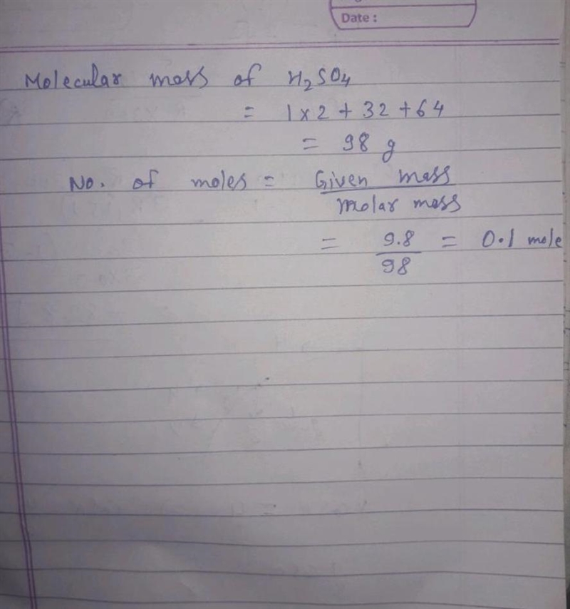 9.8g of sodium hydroxide is added is 9.8g of sulphuric acid a) what is the number-example-1