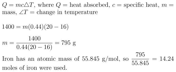 1400 J of heat energy is added to a sample of iron. The temperature of the sample-example-1