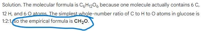 6 Atoms of carbon, 12 atoms of hydrogen, and 6 atoms of oxygen. What’s the empirical-example-1