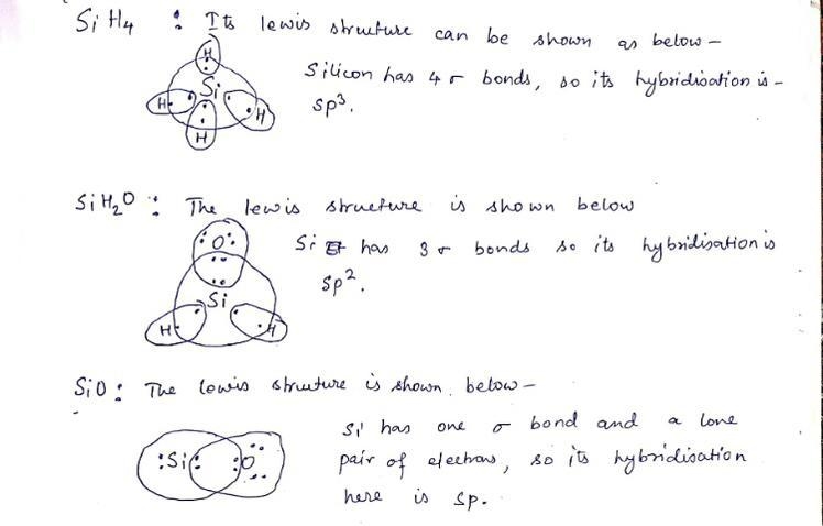 A) What is the hybridization diagram of SiH2O? B) What is the Lewis Diagram for SiO-example-1