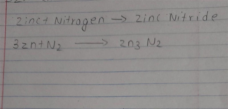 Zinc + nitrogen → zinc nitride-example-1