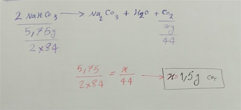 How many g of CO2 is made from 5.75 g of NaHCO3?-example-1