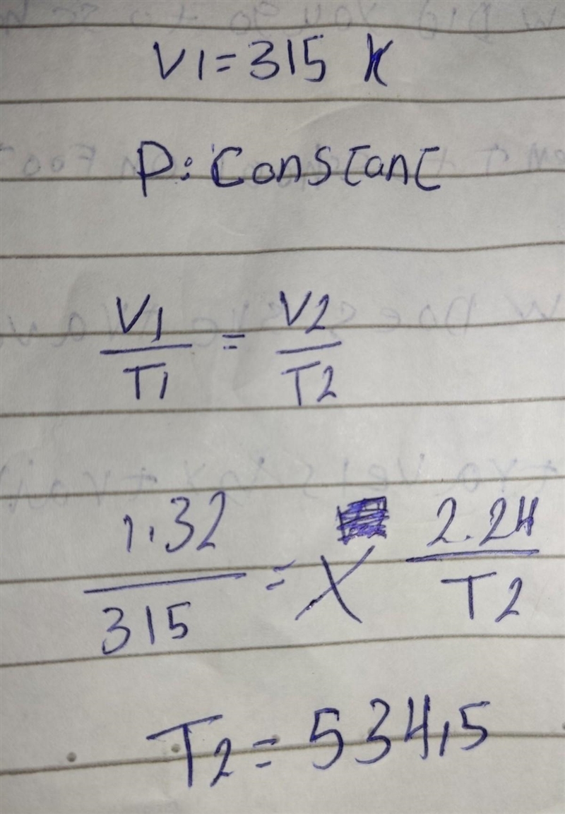 A gas at 42. 0°c occupies a volume of 1. 32 l. if the volume increases to 2. 24 l-example-1