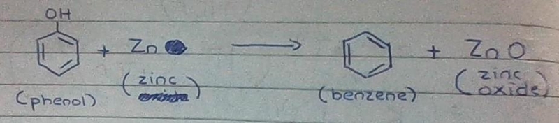 Show the reaction : Phenol to benzene-example-1