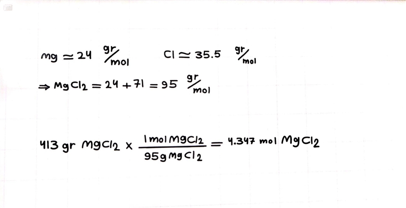 How many moles in 413 grams of MgCl2?-example-1