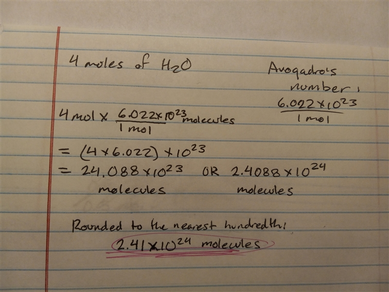 How many molecules are in 4 moles of H2O-example-1