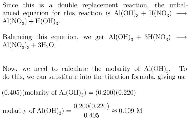 I need to balance the equation and calculate the molarity-example-1