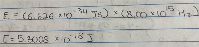 H = Planck's constant = 6.63 x 10-34 J-s An ultraviolet wave has a frequency of 8.00 x-example-1