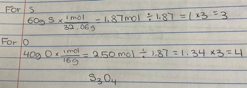 What is the empirical formula of a compound containing 60. 0% sulfur and 40. 0% oxygen-example-1