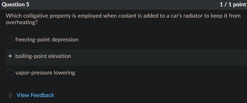 Which colligative property is employed when coolant is added to a car's radiator to-example-1