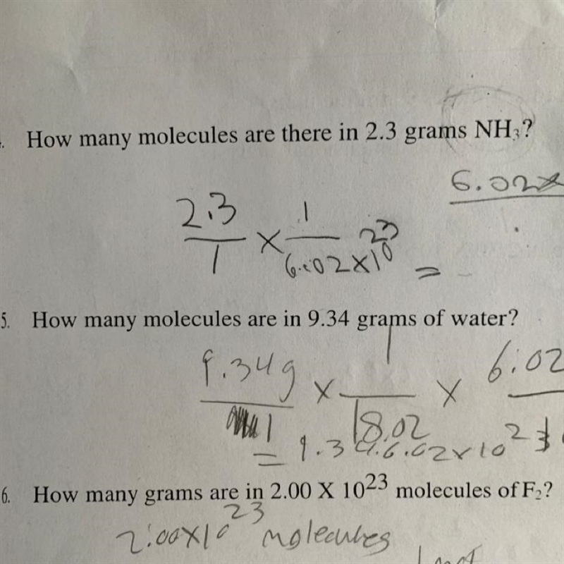 How many molecules are there in 2.3 grams NH3-example-1