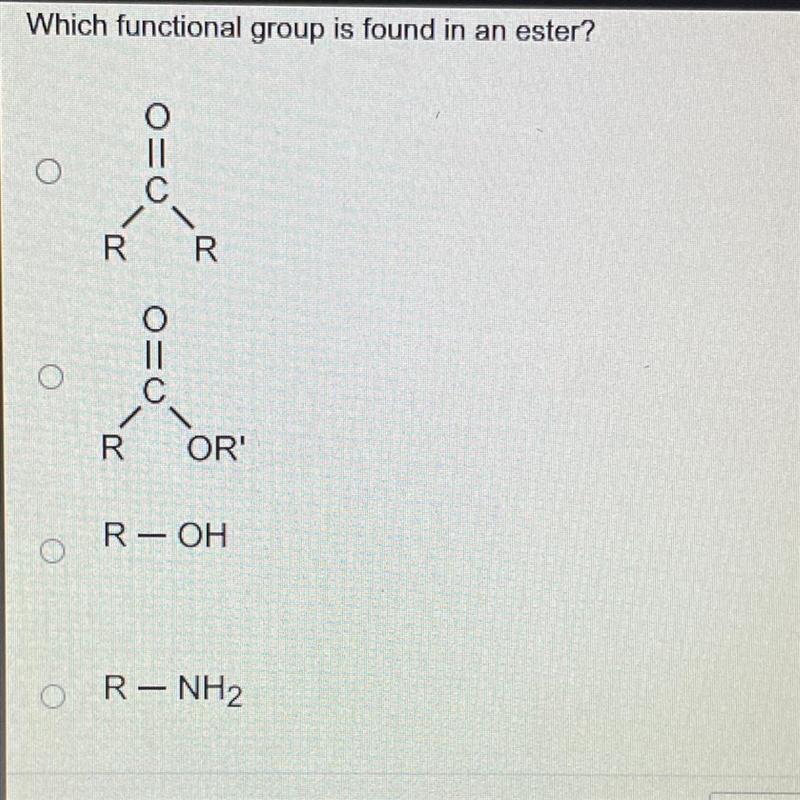 Which functional group is found in an ester?-example-1