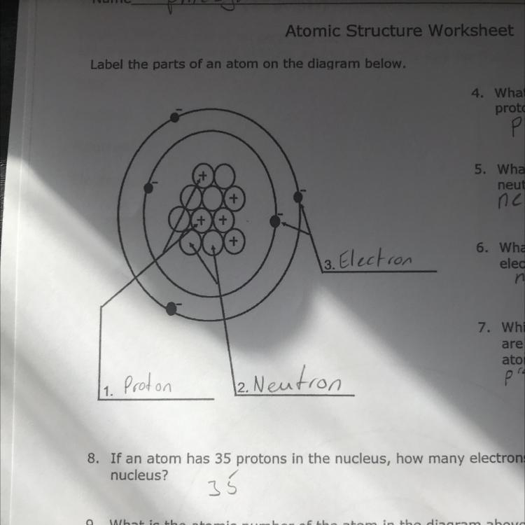 What is the atomic mass/mass number of the atom in the diagram above?-example-1