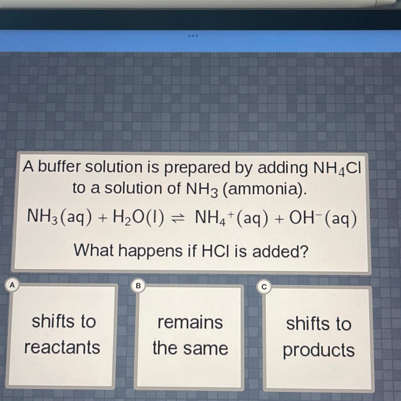 A buffer solution is prepared by adding NH4CIto a solution of NH3 (ammonia).NH3(aq-example-1