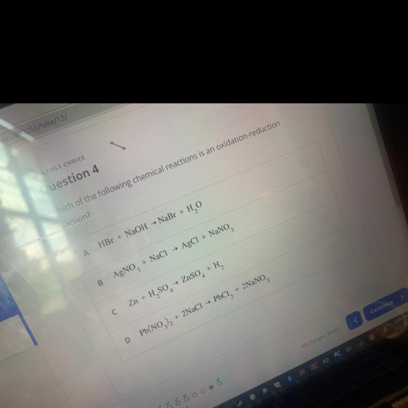 I have to pick which one is an oxidation reduction reaction please help!!-example-1