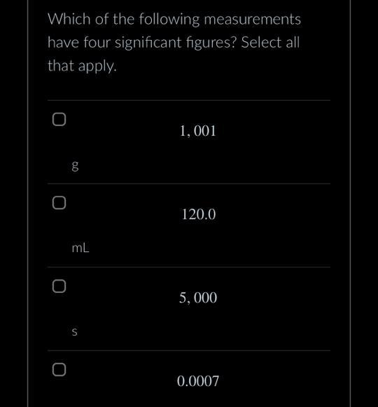 Which of the following measurements have four significant figures? Select all that-example-1