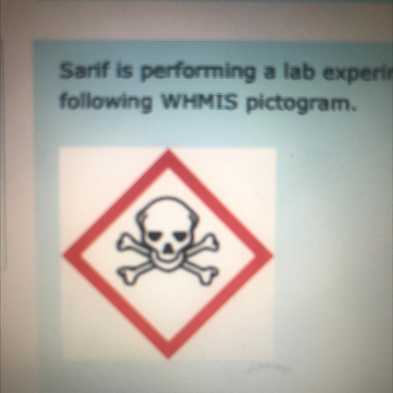 Sarif is performing a lab experiment, and one of the chemicals is labelled with the-example-1