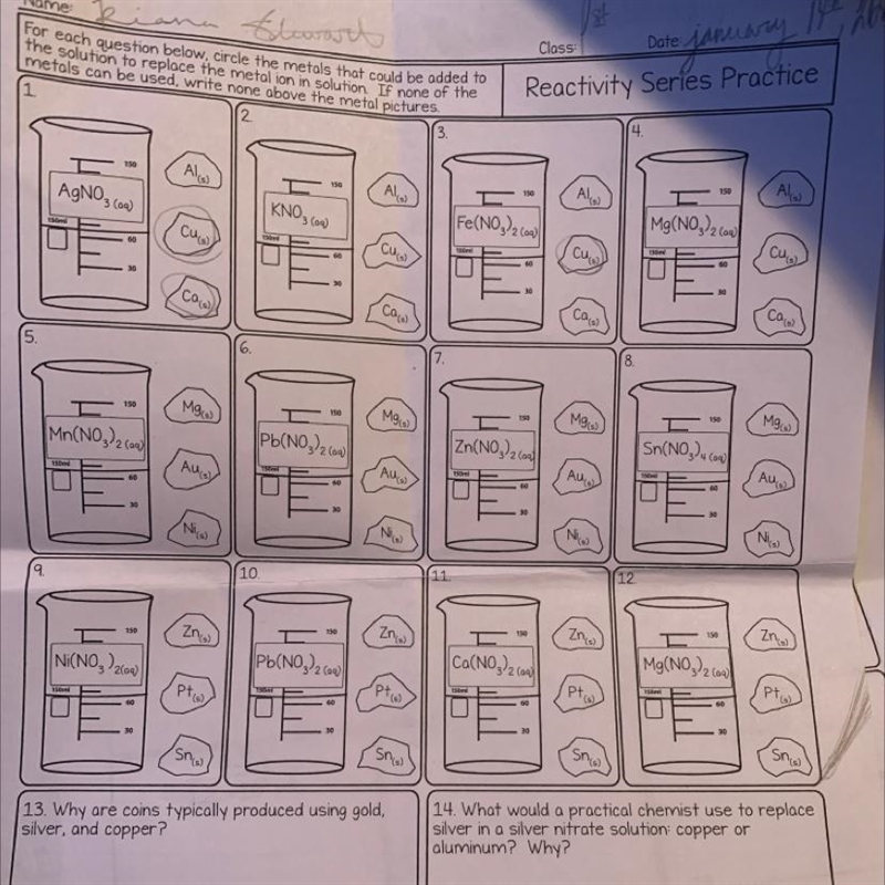 I just need help on the reactivity series stuff please I need to pass my grade check-example-1