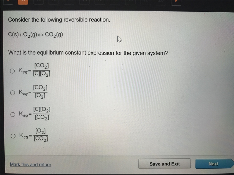 Consider the following reversible reaction.Upper (s) plus upper O subscript 2 (g) double-example-1