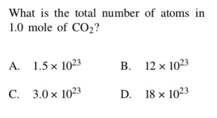 What is the total number of atoms in 1.0 mole of COz?-example-1