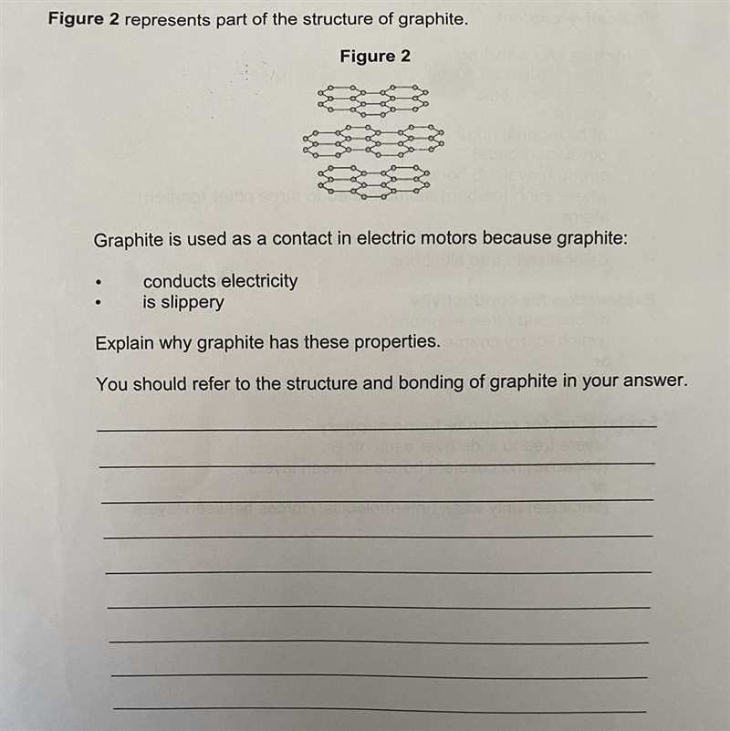 Figure 2 represents part of the structure of graphite. Graphite is used as a contact-example-1