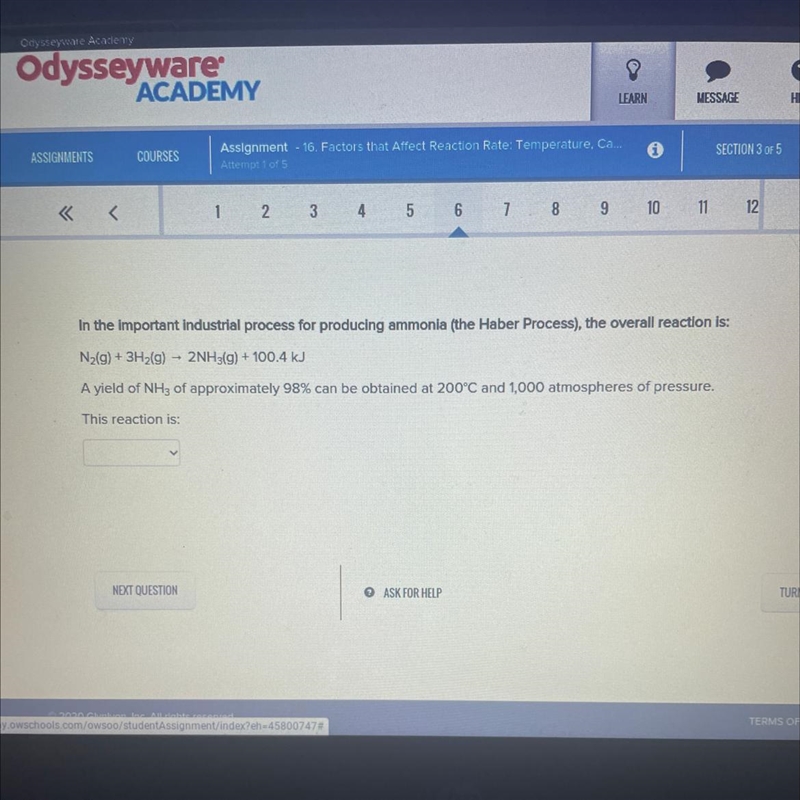 In the important industrial process for producing ammonia (the Haber Process), the-example-1