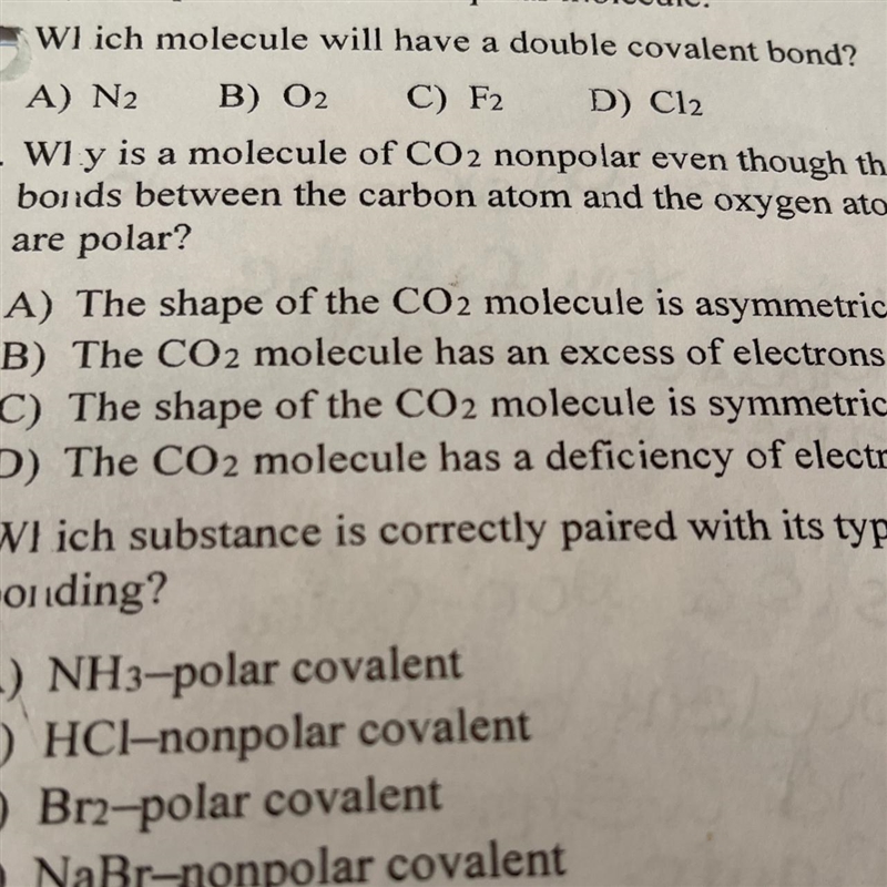 Which molecule will have a double covalent bond? #3 #5 & #6-example-1