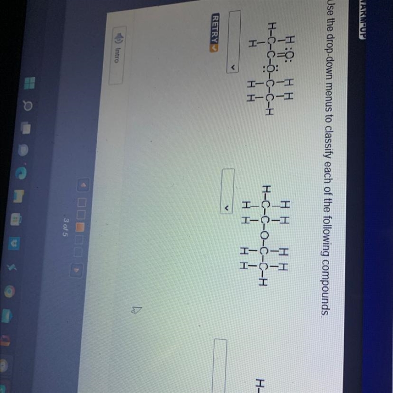 Use the drop-down menus to classify each of the following compounds. HR: H HH H-C-example-1