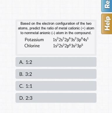 Based on the electron configuration of the two atoms, predict the ratio of metal cationic-example-1