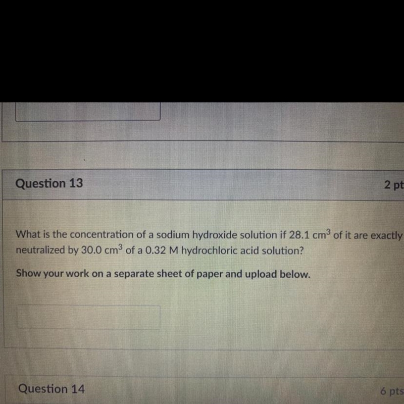 What is the concentration of a sodium hydroxide solution if 28.1 cm^3 of it are exactly-example-1