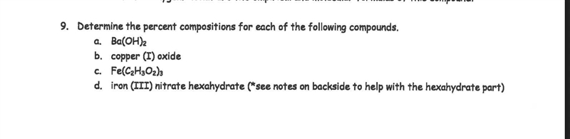 9. Determine the percent compositions for each of the following compounds. b. copper-example-1