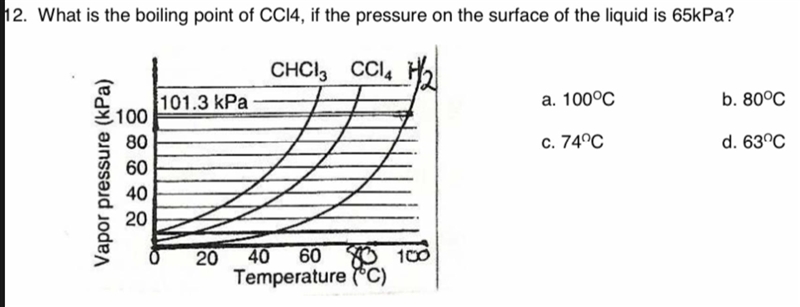 What is the boiling point of CCl4, if the pressure on the surface of the liquid is-example-1