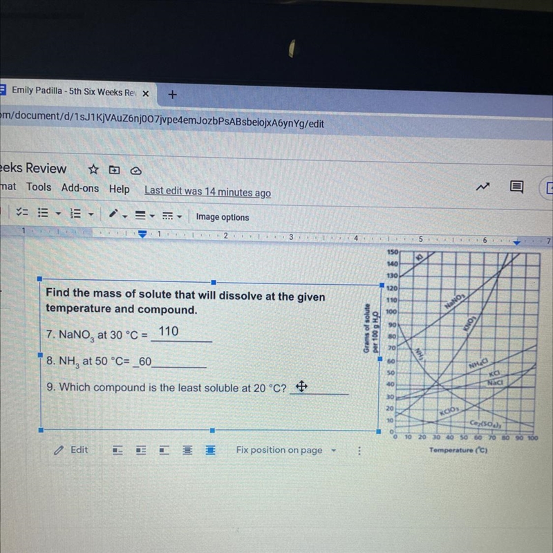 9. Which compound is the least soluble at 20 °C?-example-1