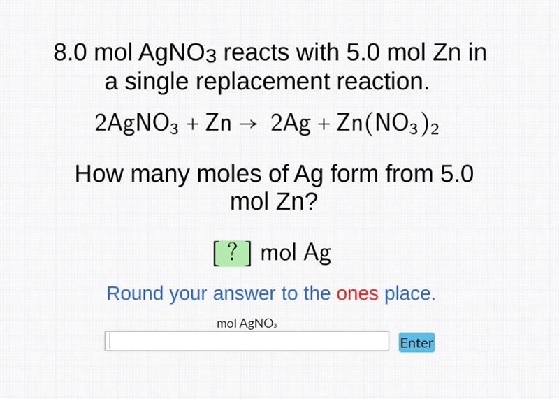 How many moles of Ag form from 5.0 mol Zn?-example-1