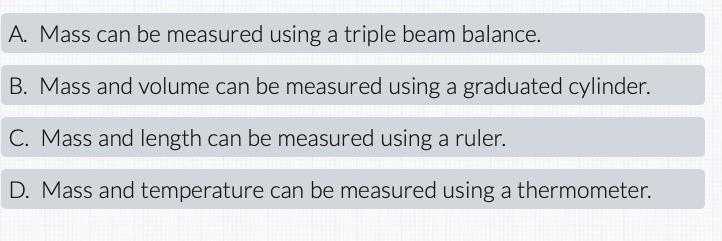 Mass is a measure of the amount of matter in which of the following is true about-example-1