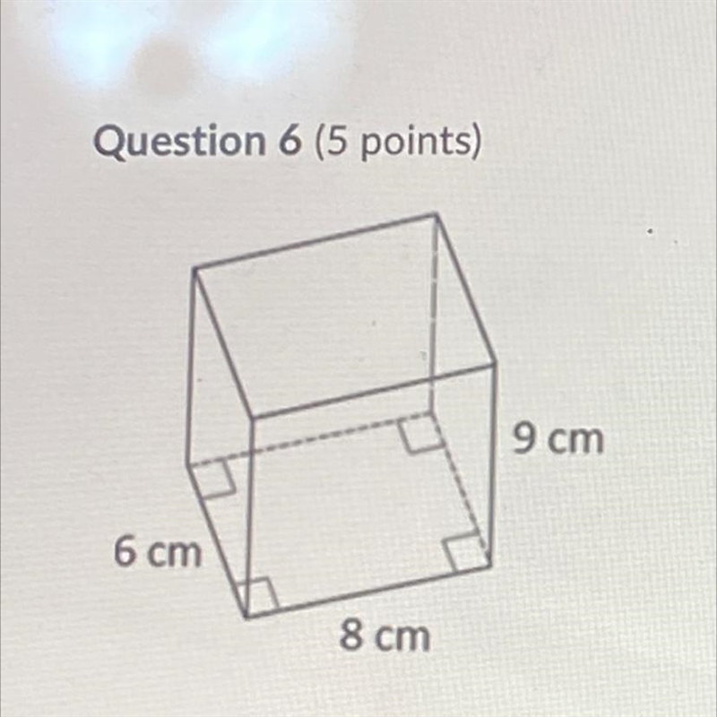 Find the total surface area of the rectangular prism in the figure. A) 174 cm^ 2 B-example-1