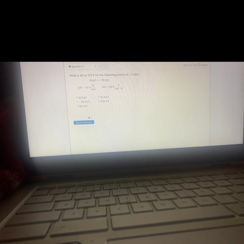 What is the Triangle G at 273 k for the following process at 1.0 atm?-example-1