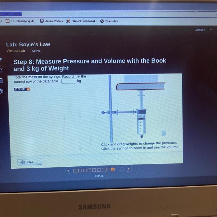 Step 8: Measure Pressure and Volume with the Book and 3 kg of Weight Total the mass-example-1